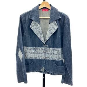 Apple Bottoms Y2K Logo Blue Denim Jean Blazer Jacket Sz M y2kfashion hip hop